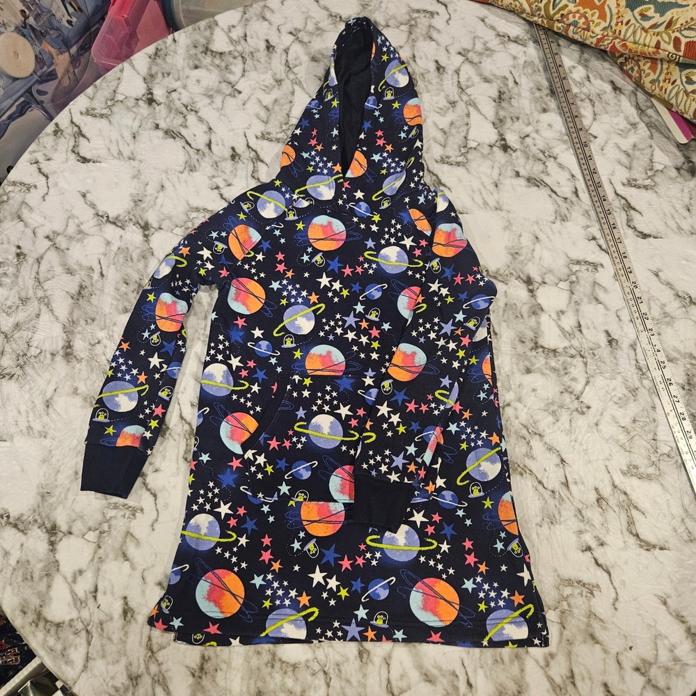 Spotted Zebra Kids Space Planets Stars Hoodie Dress Girls Size large‎